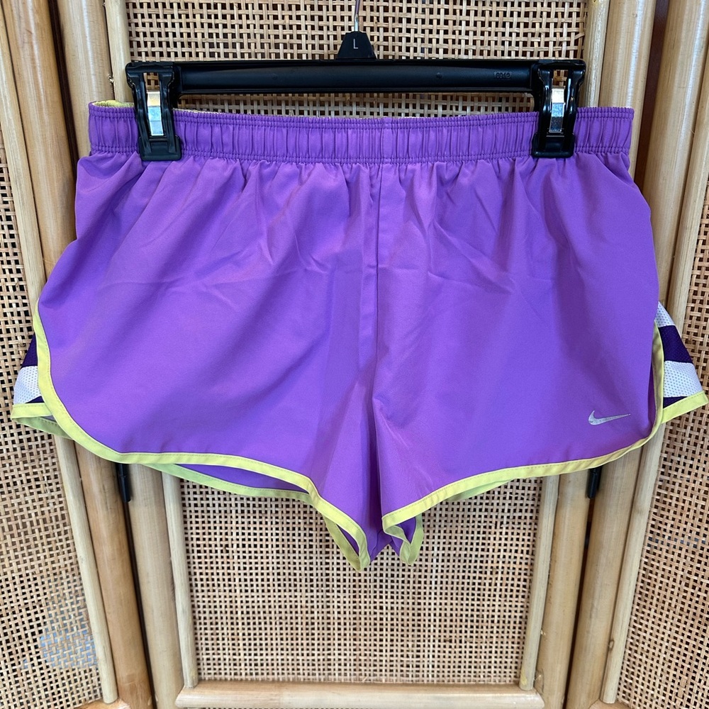 Nike ladies dry fit, running shorts, built-in underwear, size medium purple